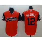 Cleveland Indians 12 Francisco Lindor Mr. Smile Red 2018 Players' Weekend Authentic Team Jersey