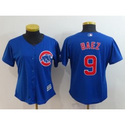 MLB Chicago Cubs 9 Javier Baez Royal Women Cool Base Jersey