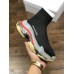 BALENCIAGA TRIPLE-S AIR KNIT MID SOCK BLACK RED