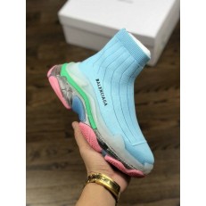 BALENCIAGA TRIPLE-S AIR KNIT MID SOCK BLUE