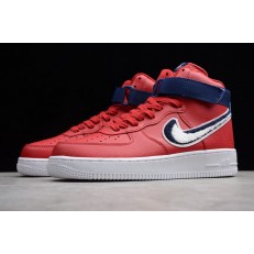 NIKE AIR FORCE 1 HI 07 LV8 CHENILLE SWOOSH GYM RED WHITE BLUE 806403-603