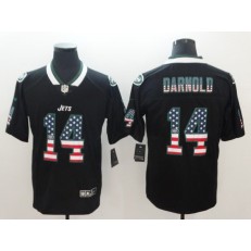Nike New York Jets #14 Sam Darnold Black USA Flag Fashion Limited Jersey