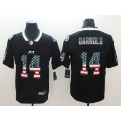 Nike New York Jets #14 Sam Darnold Black USA Flag Fashion Limited Jersey