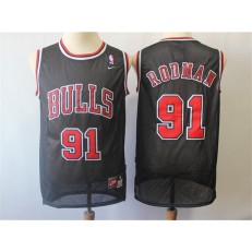 Chicago Bulls #91 Dennis Rodman Black Throwback Jersey