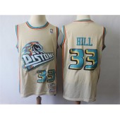 Detroit Pistons #33 Grant Hill Cream Hardwood Classics Jersey