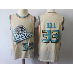 Detroit Pistons #33 Grant Hill Cream Hardwood Classics Jersey
