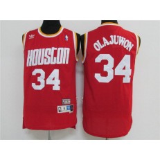 Houston Rockets #34 Hakeem Olajuwon Red Hardwood Classics Jersey