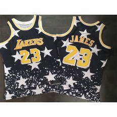 Los Angeles Lakers #23 Lebron James Black Independence Day Stitched Basketball Jersey