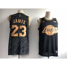 Los Angeles Lakers #23 Lebron James Black Shadow Nike Men Jersey