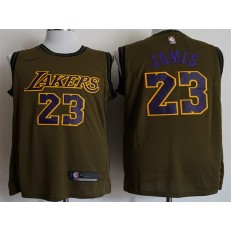 Los Angeles Lakers #23 Lebron James Olive Nike Swingman Jersey