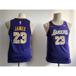 Los Angeles Lakers #23 Lebron James Purple 2018-19 Nike Swingman Youth Jersey