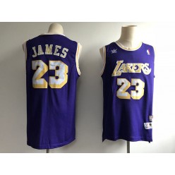 Los Angeles Lakers #23 Lebron James Purple Throwback Men Jersey