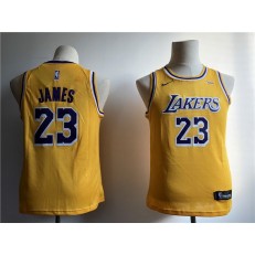 Los Angeles Lakers #23 Lebron James Yellow 2018-19 Nike Swingman Youth Jersey