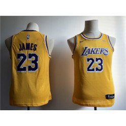 Los Angeles Lakers #23 Lebron James Yellow 2018-19 Nike Swingman Youth Jersey