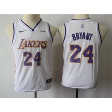 Los Angeles Lakers #24 Kobe Bryant White Youth Nike Swingman Jersey