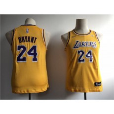 Los Angeles Lakers #24 Kobe Bryant Yellow 2018-19 Nike Swingman Youth Jersey