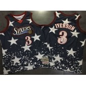 Philadelphia 76ers #3 Allen Iverson Black Independence Day Stitched Basketball Jersey
