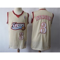 Philadelphia 76ers #3 Allen Iverson Cream Hardwood Classics Jersey