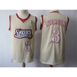 Philadelphia 76ers #3 Allen Iverson Cream Hardwood Classics Jersey
