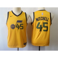 Utah Jazz #45 Donovan Mitchell Yellow Youth Nike Swingman Jersey