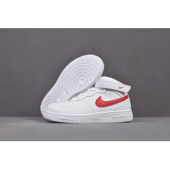 KID'S NIKE AIR FORCE 1 MID WHITE RED 314197-101
