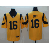 Los Angeles Rams #16 Jared Goff Gold Color Rush Limited Nike NFL Men Jersey