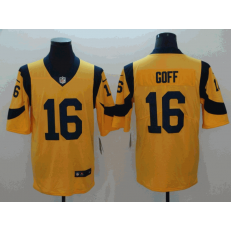 Los Angeles Rams #16 Jared Goff Gold Color Rush Limited Nike NFL Men Jersey