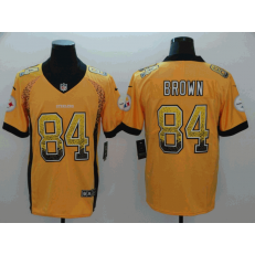 Pittsburgh Steelers #84 Antonio Brown Gold Drift Fashion Limited Nike NFL Men Jersey