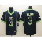 Seattle Seahawks #3 Russell Wilson Navy Drift Fashion Limited Nike NFL Men Jersey