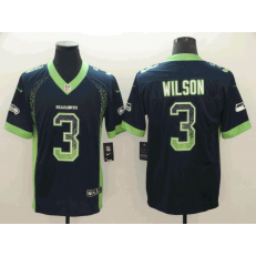 Seattle Seahawks #3 Russell Wilson Navy Drift Fashion Limited Nike NFL Men Jersey
