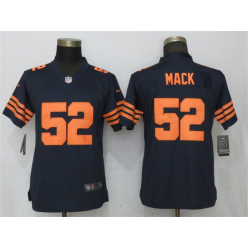 Women Nike Chicago Bears #52 Khalil Mack Navy Blue Throwback Vapor Untouchable Limited Jersey