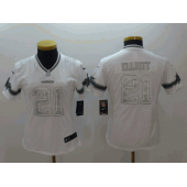 Women Nike Dallas Cowboys #21 Ezekiel Elliott White Platinum Limited Jersey