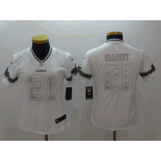 Women Nike Dallas Cowboys #21 Ezekiel Elliott White Platinum Limited Jersey