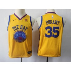 Golden State Warriors #35 Kevin Durant Gold City Edition Nike Swingman Youth Jersey