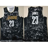 Los Angeles Lakers #23 Lebron James Black City Luminous Men Jersey
