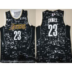 Los Angeles Lakers #23 Lebron James Black City Luminous Men Jersey