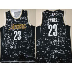 Los Angeles Lakers #23 Lebron James Black City Luminous Men Jersey