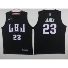 Los Angeles Lakers #23 Lebron James LBJ Black Nike Swingman Men Jersey