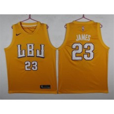 Los Angeles Lakers #23 Lebron James LBJ Gold Nike Swingman Men Jersey