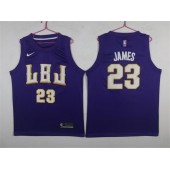 Los Angeles Lakers #23 Lebron James LBJ Purple Nike Swingman Men Jersey