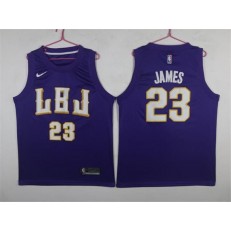 Los Angeles Lakers #23 Lebron James LBJ Purple Nike Swingman Men Jersey
