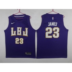 Los Angeles Lakers #23 Lebron James LBJ Purple Nike Swingman Men Jersey