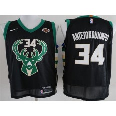 Milwaukee Bucks #34 Giannis Antetokounmpo Black Nike Authentic Men Jersey