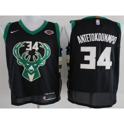 Milwaukee Bucks #34 Giannis Antetokounmpo Black Nike Authentic Men Jersey