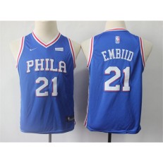 Philadelphia 76ers #21 Joel Embiid Blue Nike Swingman Youth Jersey
