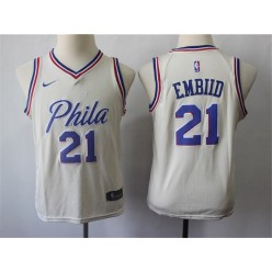 Philadelphia 76ers #21 Joel Embiid Cream City Edition Nike Swingman Youth Jersey