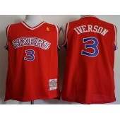 Philadelphia 76ers #3 Allen Iverson Red 1996-97 Red Hardwood Classics Men Jersey