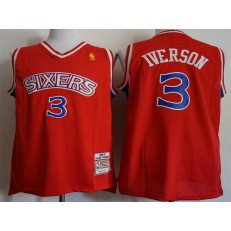 Philadelphia 76ers #3 Allen Iverson Red 1996-97 Red Hardwood Classics Men Jersey