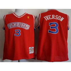 Philadelphia 76ers #3 Allen Iverson Red 1996-97 Red Hardwood Classics Men Jersey