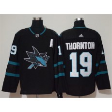 San Jose Sharks #19 Joe Thornton Black Adidas NHL Men Jersey